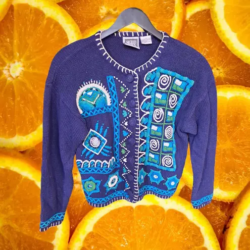 Sigrid Olsen Vintage Embroidered Button Up Cardigan Size Medium