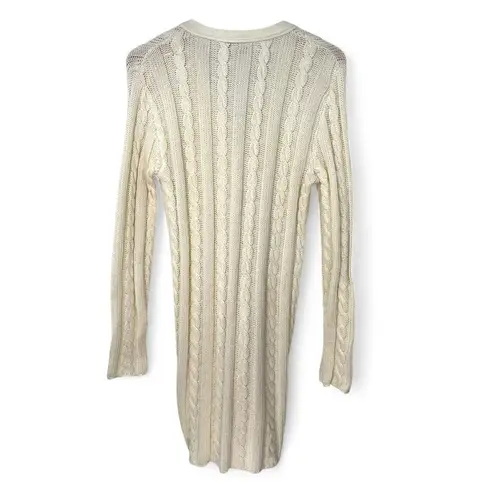 Knits Landing | M | VINTAGE 80's Cream Cable Knit Long Line Cardigan Sweater Size M