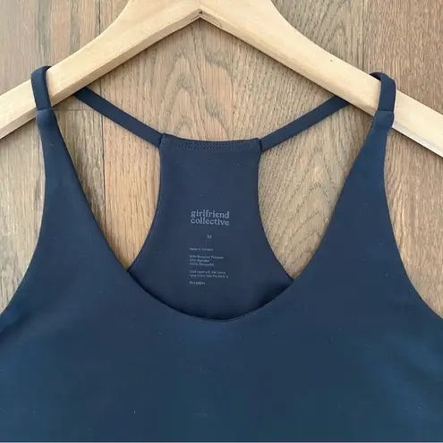 Girlfriend Collective Sustainable Cleo Halter Sports Bra Top Navy Blue Medium