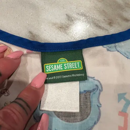 Sesame Street Cookie Monster Print Scrub Top Nurse Medical Uniform