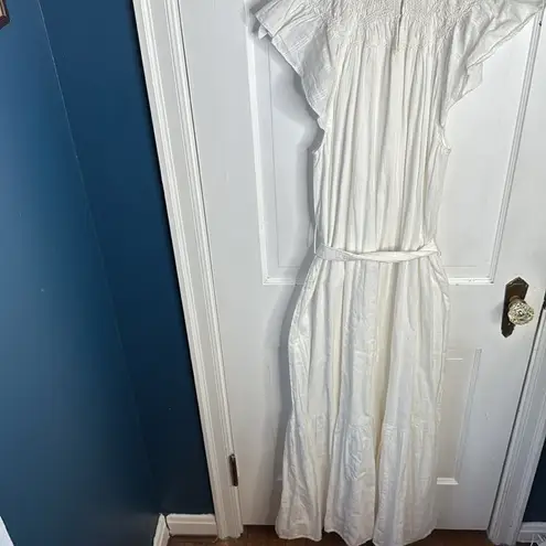 Cleobella White Malta Ankle Maxi Flowy Organic Cotton Dress W-1479 Sz L