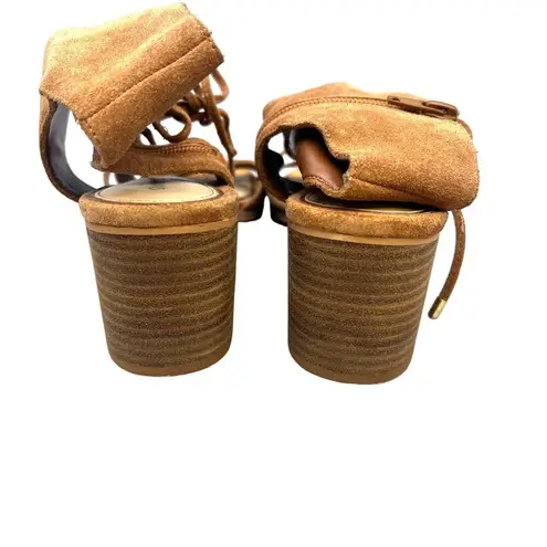 Gianni Bini Brown Suede Open-Toe Sandals Festival Boho Concert Lace-Up Ankle Block Heel 9.5 - Image 6