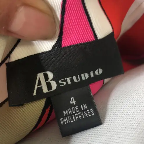 AB Studio women’s red &pink floral sleeveless dress size 4