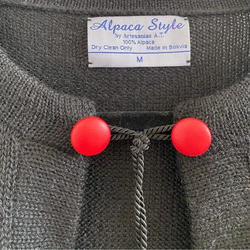 Alpaca Red & Black Cardigan Tassel Sweater By Artesanias A.T. 100% Alpaca Size M Size M