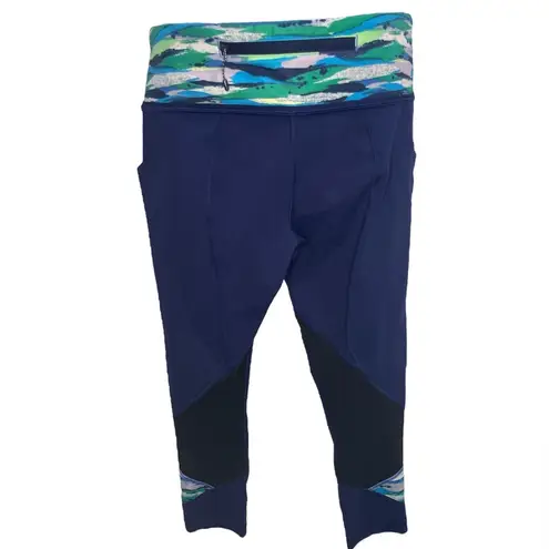 Lululemon  pace rival crop 4 mesh run or gym legging hero blue seven wonders thumbnail 7