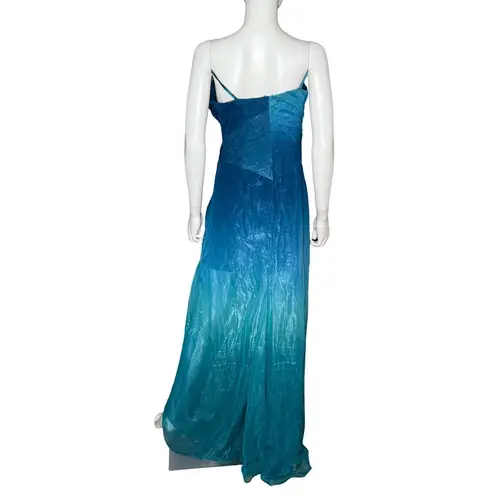 Rene Ruiz Collection Strapless Draped Gown Teal Blue Ombré Women’s Sz 10 NWT
