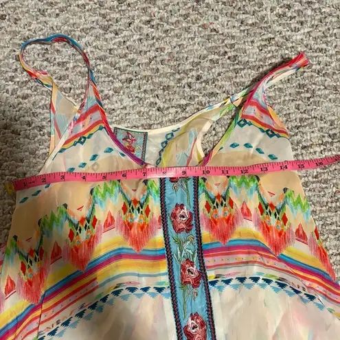 Johnny Was Taleah Ribbon-Trim Georgette Tent Swing Dress Rose Beach- Size XS