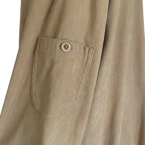 Denim & Co VINTAGE Tan Suede Button Down Lightweight Jacket Plus Size 2X Casual