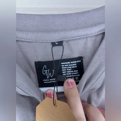 NWT GOD WORK Women’s/Mens Oversized Drop Shoulder Graphic Worship Tee Gray Size L