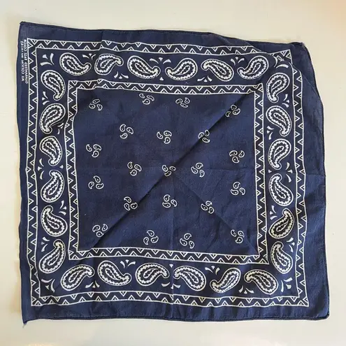 Vintage Blue  Western Paisley Cotton Square Neck Tie Bandana