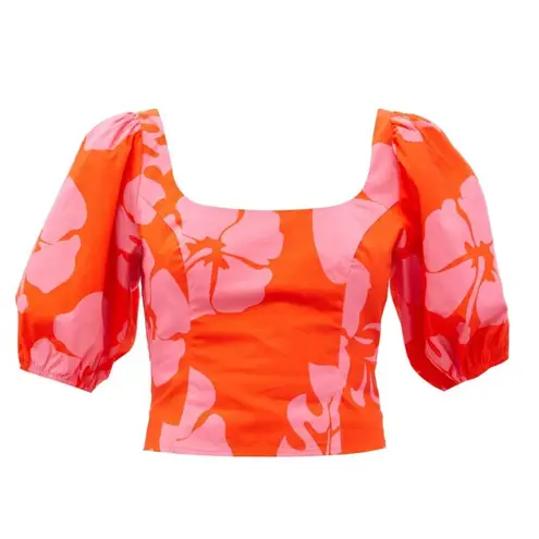 STAUD Papaya Floral Crop Top Size 10