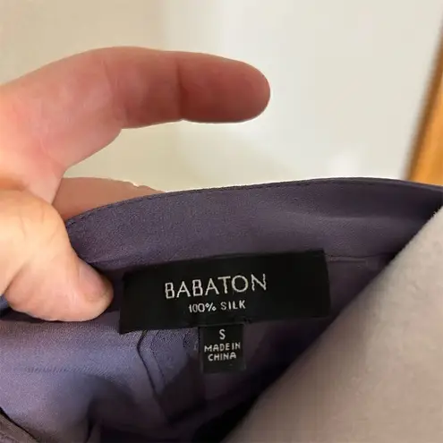 Babaton Aritzia Women's Silk Blouse Size S Purple Short Sleeve Relaxed Fit BIN F