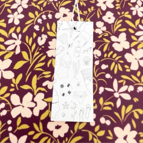 NWT June Loop Ultra High Waist Swim Bottoms Reversible Floral Print Size XS NEW Brown