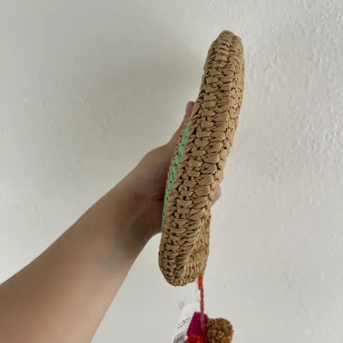 The Loft Paper Straw Wicker Summer Fruit Watermelon Pom Pom Small Wallet Pouch NEW