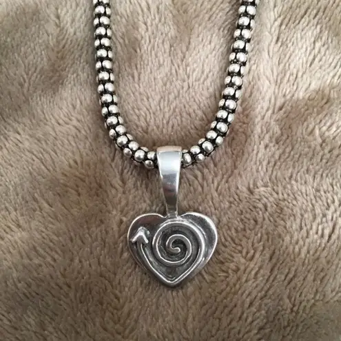 Silpada Sterling Silver Heart Pendant Popcorn Necklace S1516 N1106 Retired HTF