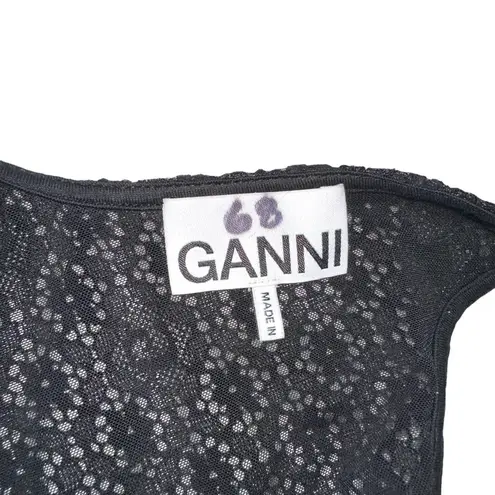 Ganni NEW Lace Black Sleeveless Twist Back Bodysuit XS