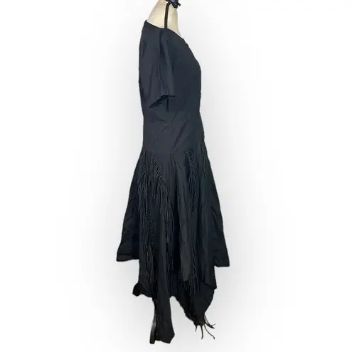 Bibhu Mohapatra Collective Cutout Fringe Dress Women's Plus 14 Black RTR