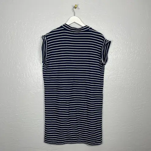 ATM Anthony Thomas Melillo Women M Blue White Stripe V Neck Dress Knit Pockets Size M