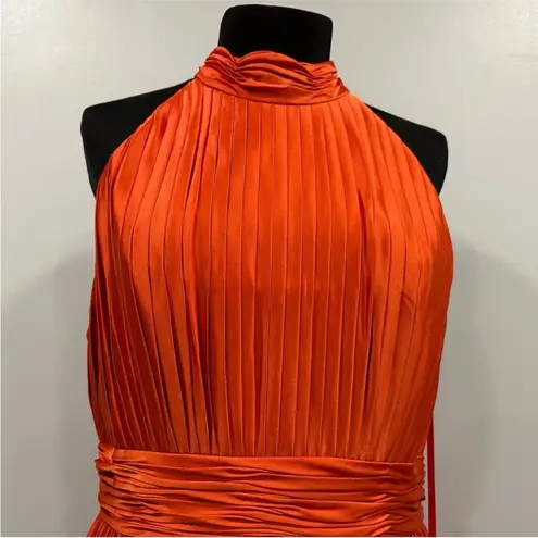 Mac Duggal 26992 Pleated Sleeveless Halter Gown in Spring Green Size 10 Sunset