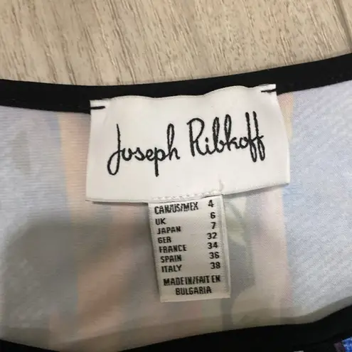 Joseph Ribkoff Woven,Dress Multicolor Patterned Dress with Polka Dot Skirt Size4