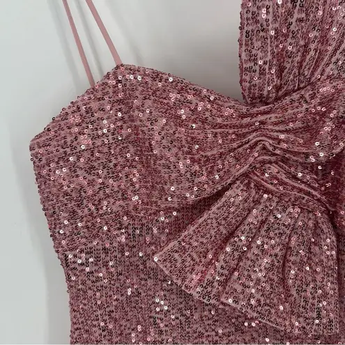 Mac Duggal NWT Sequined Strapless Faux Bow Column Gown Rose Pink 11284 Sz 4