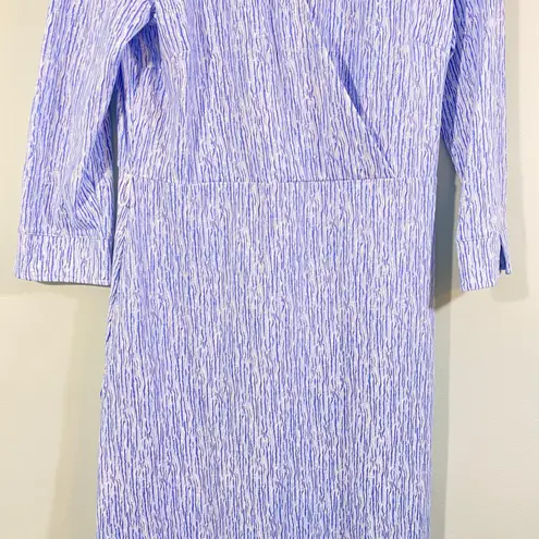 J McLaughlin Women Blue Textured Ridge Faux Wrap Catalina Knit Verte Dress Sz M Size M
