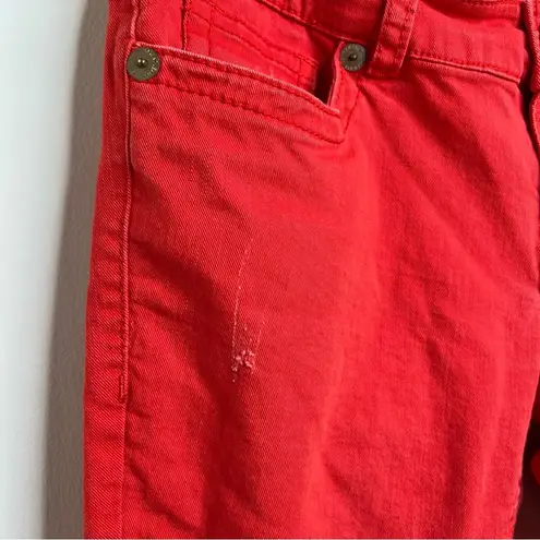 Seven7 Seven Distressed Denim Cropped Jeans Red Orange Color Women’s Size 12 READ Below