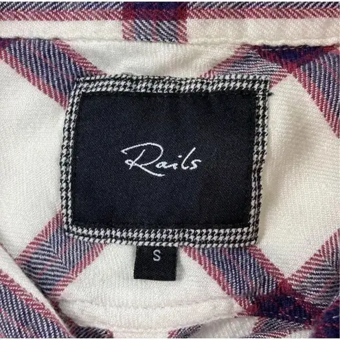 Rails Hunter White, Red, & Navy Blue Plaid Flannel Shirt Small