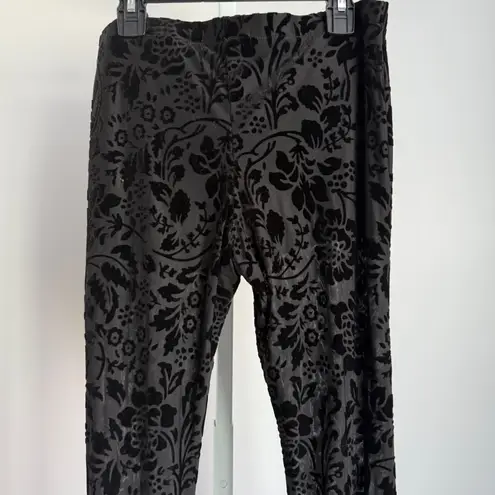 Gold rush Rush Black Velvet Burnout sz S Witchy Goth Floral Bell Bottom Pants Flowy Boho