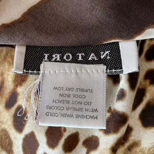 NATORI Mixed Animal Print Zebra Leopard Silky Night Gown Slip Dress