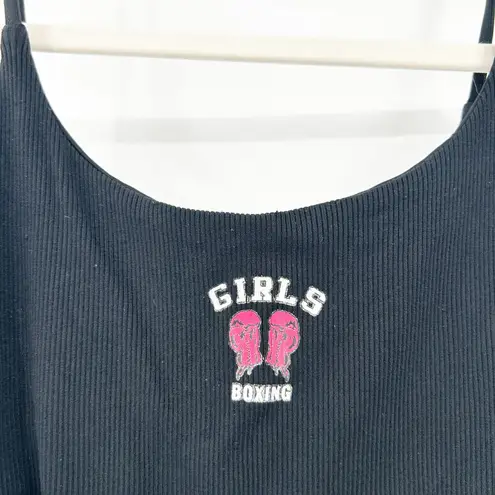 24 Hour Fitness Womens Y2K Athleisure Active Girls Boxing Shelf Bra Cami Tank L Black Size L