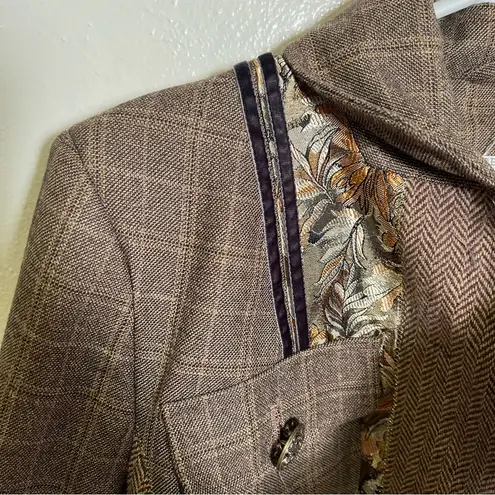 Alberto Makali Blazer Tweed Satin Floral Panels L