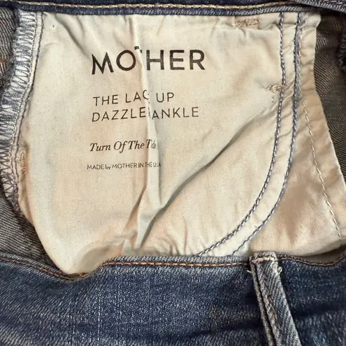 MOTHER The Lace Up Dazzler Ankle in the color Turn of the Tide Size 25 Blue