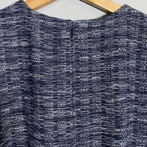 J.Crew Factory Tweed Fringe Sheath Dress Women's 2 Navy Sleeveless Career Preppy Blue