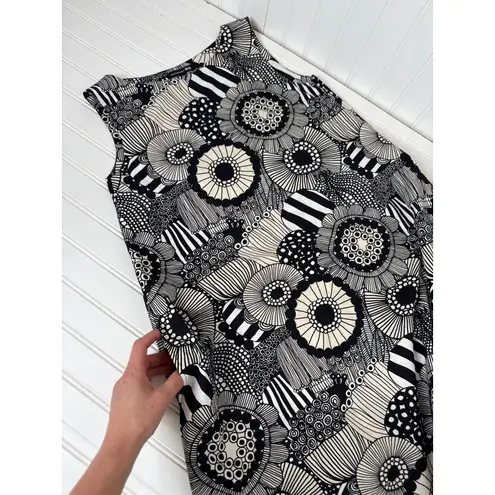 Marimekko + Uniqlo Sleeveless Black & White Floral Dress Funky A