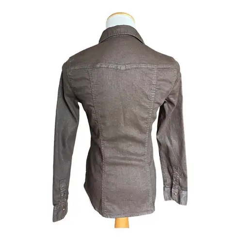 ZARA Womens TRF by  Brown Snap Down Studded Denim Top Shacket Jacket - Sz M