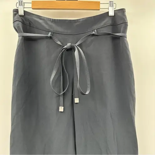 Armani Collezioni Navy Blue Silk Blend High Rise Tie Waist Dress Pants Size 8