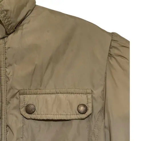 Diesel Vtg Y2K Tan Nylon Bomber Zip Jacket Sz L Sherpa Lined Military Utility