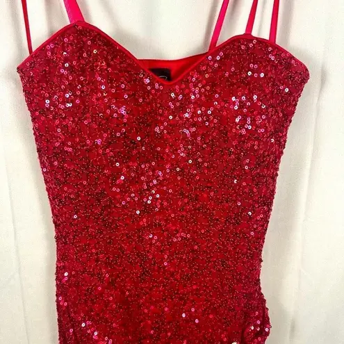 La Femme  Vintage Strapless Sequin Long Prom Gown Dress Rhinestone Accent Pink 0