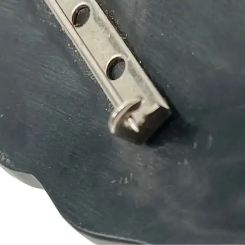 Vintage Black & White Mother Of Pearl Mosaic Brooch With Scalloped Edge