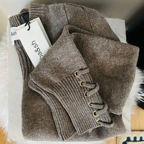 Ba&sh Keane Lace-Up Cuff Wool & Cotton Sweater, Tan, Size Small, DESIGNER, NWT - Image 4