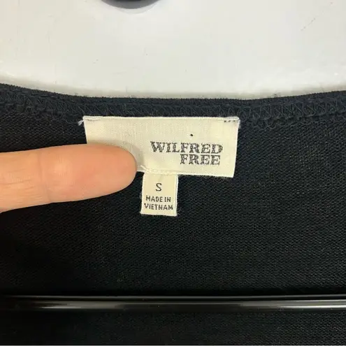 Wilfred Free Aritzia Black Long Sleeve Wrap Ruched Midi Dress Size Small