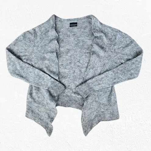 ALLSAINTS Light Grey Open Front Wool Alpaca Cropped Cardigan Sweater Size XL