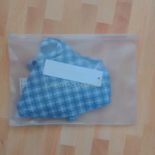 Jonathan Simkhai Astrid Bikini Top Adriatic (Blue White Plaid) Gingham M New Size L