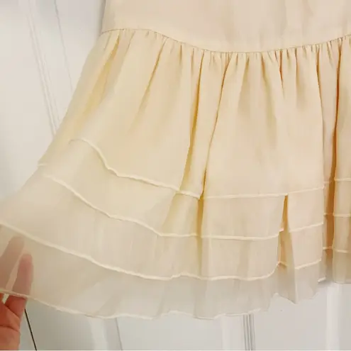 White Cream Kawaii Harujuku Shabby Chic Cottagecore Tiered Mini Skirt Skort Size XS