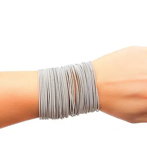 Boutique NEW Trendy‎ Silver Guitar String Bracelets Stackable Boho Statement Pieces, OS