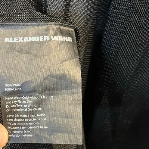 Alexander Wang Knit Hoodie Black Wool Sweater w/ Back Cut Out Sz XS *Flaws*
