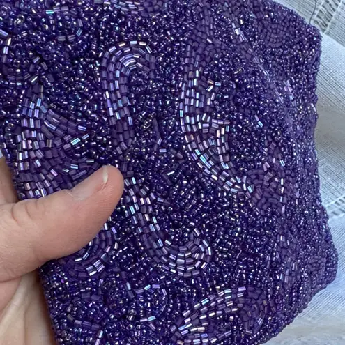 Unique Vintage Vintage Deep Purple Beaded Clutch With Satin Interior