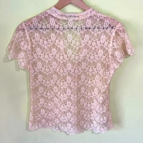 The Limited Cream Vintage Sheer Blouse with Lace Medium