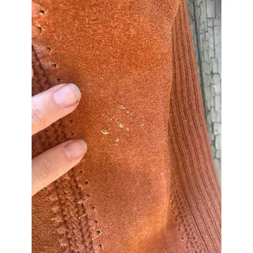 30" Waist, Size M//Vintage 70s Brown Suede and Crochet Vest Skirt Western Set Size M